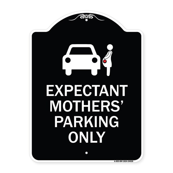 Signmission Expectant Mothers Parking W/ Graphic Heavy-Gauge Aluminum Sign, 18" L, 24" H, BW-1824-24028 A-DES-BW-1824-24028 - main